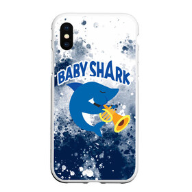 Чехол для iPhone XS Max матовый с принтом BABY SHARK БЭБИ ШАРК в Курске, Силикон | Область печати: задняя сторона чехла, без боковых панелей | baby shark | babysharkchallenge | shark | акула baby shark | акуленок | аула | бэби шарк | песня