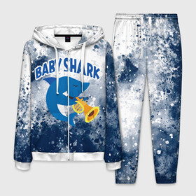 Мужской костюм 3D с принтом BABY SHARK БЭБИ ШАРК в Курске, 100% полиэстер | Манжеты и пояс оформлены тканевой резинкой, двухслойный капюшон со шнурком для регулировки, карманы спереди | baby shark | babysharkchallenge | shark | акула baby shark | акуленок | аула | бэби шарк | песня