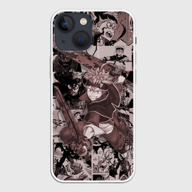 Чехол для iPhone 13 mini с принтом ASTA manga monochrome pages в Курске,  |  | asta | black clover | акума | аста | демон | пятилистник | черный клевер