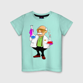 Детская футболка хлопок с принтом Химик в Курске, 100% хлопок | круглый вырез горловины, полуприлегающий силуэт, длина до линии бедер | лаборант | научные открытия | опыты | пробирка | химик