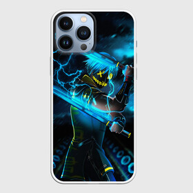 Чехол для iPhone 13 Pro Max с принтом NEON SAMURAI в Курске,  |  | Тематика изображения на принте: samurai | аниме | меч | молнии | неоновая катана | персонаж аниме | человек | человек в доспехах