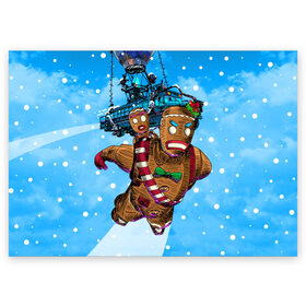Поздравительная открытка с принтом Пряничный человек в Курске, 100% бумага | плотность бумаги 280 г/м2, матовая, на обратной стороне линовка и место для марки
 | 2020 | 2021 | christmas | cookie | dabb | epic games | fortnite | gingerbread man | new year | santa clause | skin | year | год | даб | дэб | игры | новогодний | новый год | печенье | пряник | пряничный человечек | рождество | санта клаус | скин | фортнай