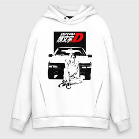 Мужское худи Oversize хлопок с принтом INITIAL D в Курске, френч-терри — 70% хлопок, 30% полиэстер. Мягкий теплый начес внутри —100% хлопок | боковые карманы, эластичные манжеты и нижняя кромка, капюшон на магнитной кнопке | initial d | аниме | гонки | инициал ди | король дрифта | уличные гонки | фильм