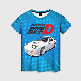 Женская футболка 3D с принтом INITIAL D. в Курске, 100% полиэфир ( синтетическое хлопкоподобное полотно) | прямой крой, круглый вырез горловины, длина до линии бедер | initial d | аниме | гонки | инициал ди | король дрифта | уличные гонки | фильм