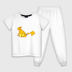 Детская пижама хлопок с принтом Пикачу в Курске, 100% хлопок |  брюки и футболка прямого кроя, без карманов, на брюках мягкая резинка на поясе и по низу штанин
 | Тематика изображения на принте: аниме | капибара | пикачу | покемон | покемоны