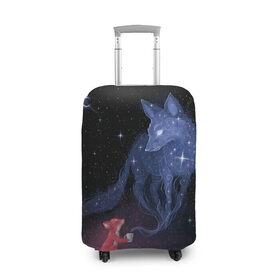 Чехол для чемодана 3D с принтом Лиса и ее дух в Курске, 86% полиэфир, 14% спандекс | двустороннее нанесение принта, прорези для ручек и колес | fox | moon | stars | дух | звезды | лес | леса | лиса | лиса и лес | лисичка | лисичка в лесу | лисички в космосе | лисы | луна | небо | ночное небо | с лисами | темнота