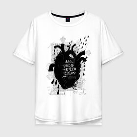Мужская футболка хлопок Oversize с принтом сердце в Курске, 100% хлопок | свободный крой, круглый ворот, “спинка” длиннее передней части | 2020 | абстракция | граффити | стиль | тренд | уличный стиль | урбан