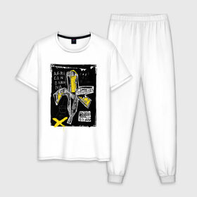 Мужская пижама хлопок с принтом African banana в Курске, 100% хлопок | брюки и футболка прямого кроя, без карманов, на брюках мягкая резинка на поясе и по низу штанин
 | 2020 | абстракция | граффити | стиль | тренд | уличный стиль | урбан