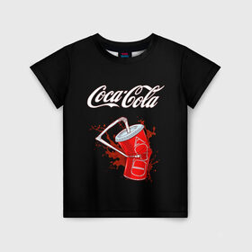 Детская футболка 3D с принтом Coca Cola в Курске, 100% гипоаллергенный полиэфир | прямой крой, круглый вырез горловины, длина до линии бедер, чуть спущенное плечо, ткань немного тянется | Тематика изображения на принте: coca cola | газировка | кола | лето | лимонад | свежесть | стакан