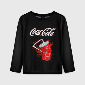Детский лонгслив 3D с принтом Coca Cola в Курске, 100% полиэстер | длинные рукава, круглый вырез горловины, полуприлегающий силуэт
 | coca cola | газировка | кола | лето | лимонад | свежесть | стакан