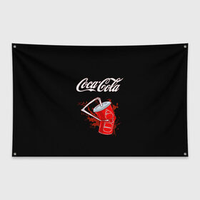 Флаг-баннер с принтом Coca Cola в Курске, 100% полиэстер | размер 67 х 109 см, плотность ткани — 95 г/м2; по краям флага есть четыре люверса для крепления | coca cola | газировка | кола | лето | лимонад | свежесть | стакан
