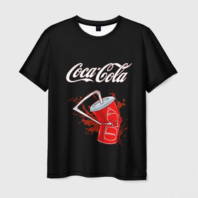 Мужская футболка 3D с принтом Coca Cola в Курске, 100% полиэфир | прямой крой, круглый вырез горловины, длина до линии бедер | coca cola | газировка | кола | лето | лимонад | свежесть | стакан