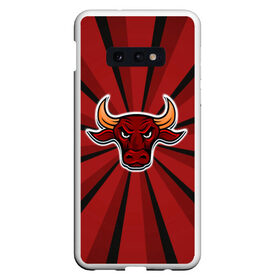 Чехол для Samsung S10E с принтом Красный бык в Курске, Силикон | Область печати: задняя сторона чехла, без боковых панелей | буйвол | бык | год быка | голова быка | злой бык | рога | рогатое животное