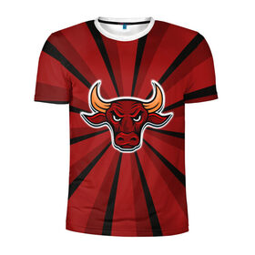 Мужская футболка 3D спортивная с принтом Красный бык в Курске, 100% полиэстер с улучшенными характеристиками | приталенный силуэт, круглая горловина, широкие плечи, сужается к линии бедра | буйвол | бык | год быка | голова быка | злой бык | рога | рогатое животное