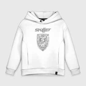 Детское худи Oversize хлопок с принтом SKILLET в Курске, френч-терри — 70% хлопок, 30% полиэстер. Мягкий теплый начес внутри —100% хлопок | боковые карманы, эластичные манжеты и нижняя кромка, капюшон на магнитной кнопке | skillet | skillet 2020 | skillet hero | skillet monster | skillet rose | группа skillet | скелет