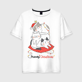 Женская футболка хлопок Oversize с принтом Merry Christmas в Курске, 100% хлопок | свободный крой, круглый ворот, спущенный рукав, длина до линии бедер
 | 