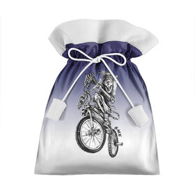 Подарочный 3D мешок с принтом BMX в Курске, 100% полиэстер | Размер: 29*39 см | bike | bmx | bones | eyes | jaw | skeleton | skull | sport | велосипед | кости | пасть | скелет | спорт | череп