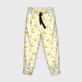 Детские брюки 3D с принтом Банановый рай в Курске, 100% полиэстер | манжеты по низу, эластичный пояс регулируется шнурком, по бокам два кармана без застежек, внутренняя часть кармана из мелкой сетки | bananas | circle | fruit | pattern | бананы | кружок | узор | фрукт