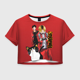 Женская футболка Crop-top 3D с принтом Haikyu!!! в Курске, 100% полиэстер | круглая горловина, длина футболки до линии талии, рукава с отворотами | anime | haikyu | haikyu хайкю | аниме | волейбол | спортивная манга