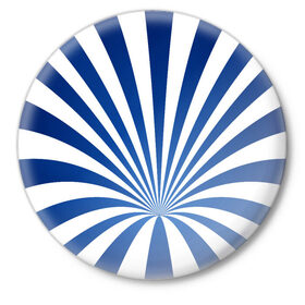 Значок с принтом Оптическая иллюзия в Курске,  металл | круглая форма, металлическая застежка в виде булавки | глубина | иллюзия | линии | оптическая иллюзия | полосы | синие линии | синие полосы | синий