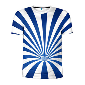 Мужская футболка 3D спортивная с принтом Оптическая иллюзия в Курске, 100% полиэстер с улучшенными характеристиками | приталенный силуэт, круглая горловина, широкие плечи, сужается к линии бедра | глубина | иллюзия | линии | оптическая иллюзия | полосы | синие линии | синие полосы | синий