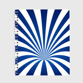 Тетрадь с принтом Оптическая иллюзия в Курске, 100% бумага | 48 листов, плотность листов — 60 г/м2, плотность картонной обложки — 250 г/м2. Листы скреплены сбоку удобной пружинной спиралью. Уголки страниц и обложки скругленные. Цвет линий — светло-серый
 | глубина | иллюзия | линии | оптическая иллюзия | полосы | синие линии | синие полосы | синий