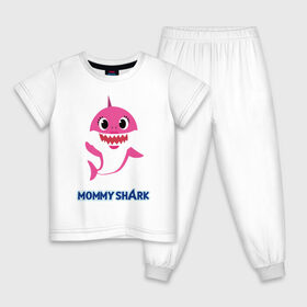 Детская пижама хлопок с принтом Baby Shark Mommy в Курске, 100% хлопок |  брюки и футболка прямого кроя, без карманов, на брюках мягкая резинка на поясе и по низу штанин
 | 