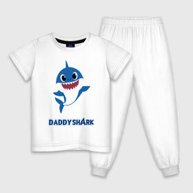 Детская пижама хлопок с принтом Baby Shark Daddy в Курске, 100% хлопок |  брюки и футболка прямого кроя, без карманов, на брюках мягкая резинка на поясе и по низу штанин
 | Тематика изображения на принте: 