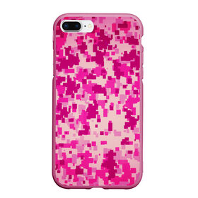 Чехол для iPhone 7Plus/8 Plus матовый с принтом Розовый камуфляж в Курске, Силикон | Область печати: задняя сторона чехла, без боковых панелей | Тематика изображения на принте: камуфляж | милитари | пиксель | пиксельный | розовый | узор