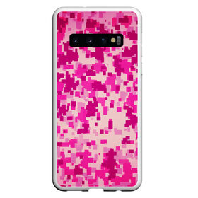 Чехол для Samsung Galaxy S10 с принтом Розовый камуфляж в Курске, Силикон | Область печати: задняя сторона чехла, без боковых панелей | Тематика изображения на принте: камуфляж | милитари | пиксель | пиксельный | розовый | узор