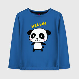 Детский лонгслив хлопок с принтом Милая пандочка в Курске, 100% хлопок | круглый вырез горловины, полуприлегающий силуэт, длина до линии бедер | маленькая панда | маленькая пандочка | милашка | милая панда | милая пандочка | панда | панда hello | панда милашка | пандочка | пандочка hello | пандочка милашка