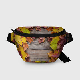 Поясная сумка 3D с принтом Осенний Забор в Курске, 100% полиэстер | плотная ткань, ремень с регулируемой длиной, внутри несколько карманов для мелочей, основное отделение и карман с обратной стороны сумки застегиваются на молнию | 