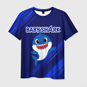 Мужская футболка 3D с принтом BABY SHARK \ БЭБИ ШАРК. в Курске, 100% полиэфир | прямой крой, круглый вырез горловины, длина до линии бедер | baby shark | babysharkchallenge | shark | акула baby shark | акуленок | аула | бэби шарк | песня