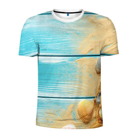 Мужская футболка 3D спортивная с принтом ПИРС в Курске, 100% полиэстер с улучшенными характеристиками | приталенный силуэт, круглая горловина, широкие плечи, сужается к линии бедра | доски | лето | море | песок | пирс | пляж | ракушки