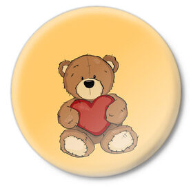 Значок с принтом Мишка Тедди в Курске,  металл | круглая форма, металлическая застежка в виде булавки | Тематика изображения на принте: игрушка | игрушки | медведь | миша | мишкатедди | мягкаяигрушка | тедди