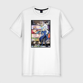 Мужская футболка хлопок Slim с принтом Tensei Shitara Slime Datta Ken в Курске, 92% хлопок, 8% лайкра | приталенный силуэт, круглый вырез ворота, длина до линии бедра, короткий рукав | rimuru | slime | римуру | слайм | шион