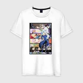 Мужская футболка хлопок с принтом Tensei Shitara Slime Datta Ken в Курске, 100% хлопок | прямой крой, круглый вырез горловины, длина до линии бедер, слегка спущенное плечо. | Тематика изображения на принте: rimuru | slime | римуру | слайм | шион