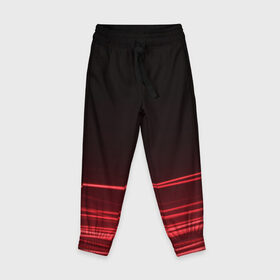 Детские брюки 3D с принтом Красное и Черное в Курске, 100% полиэстер | манжеты по низу, эластичный пояс регулируется шнурком, по бокам два кармана без застежек, внутренняя часть кармана из мелкой сетки | красный цвет | линия | неон | свет | текстура | черный и красный