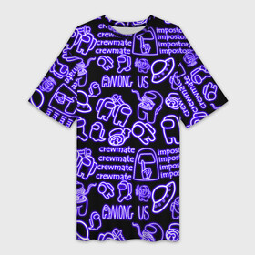 Платье-футболка 3D с принтом AMONG US | NEON в Курске,  |  | among us | amongus | crewmate | game | impostor | амонг ас | амонг ус | игра | предатель | человечки в космосе