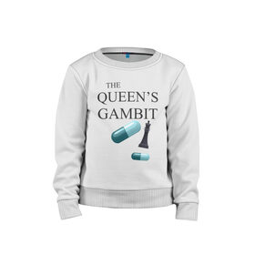 Детский свитшот хлопок с принтом the queens gambit в Курске, 100% хлопок | круглый вырез горловины, эластичные манжеты, пояс и воротник | the queens gambit | нетфликс | сериал | ход королевы