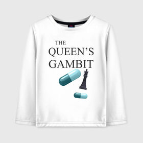 Детский лонгслив хлопок с принтом the queens gambit в Курске, 100% хлопок | круглый вырез горловины, полуприлегающий силуэт, длина до линии бедер | the queens gambit | нетфликс | сериал | ход королевы