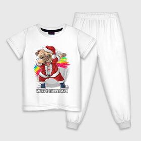 Детская пижама хлопок с принтом Новогодний мопс в Курске, 100% хлопок |  брюки и футболка прямого кроя, без карманов, на брюках мягкая резинка на поясе и по низу штанин
 | Тематика изображения на принте: 