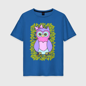 Женская футболка хлопок Oversize с принтом Милая совушка в Курске, 100% хлопок | свободный крой, круглый ворот, спущенный рукав, длина до линии бедер
 | детская сова | для девочек | птица | сова | совушка