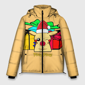 Мужская зимняя куртка 3D с принтом New Year Pikachu в Курске, верх — 100% полиэстер; подкладка — 100% полиэстер; утеплитель — 100% полиэстер | длина ниже бедра, свободный силуэт Оверсайз. Есть воротник-стойка, отстегивающийся капюшон и ветрозащитная планка. 

Боковые карманы с листочкой на кнопках и внутренний карман на молнии. | игры | новый год | пикачу | подарки | праздник
