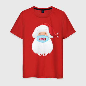 Мужская футболка хлопок с принтом Новый год 2021 в Курске, 100% хлопок | прямой крой, круглый вырез горловины, длина до линии бедер, слегка спущенное плечо. | Тематика изображения на принте: 