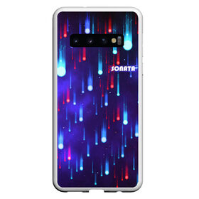 Чехол для Samsung Galaxy S10 с принтом SONATA в Курске, Силикон | Область печати: задняя сторона чехла, без боковых панелей | брызги | звезды | капли | комета | космос | неоновые шары | неоновый метеоритный дождь | ночное небо