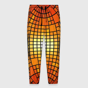 Мужские брюки 3D с принтом Сфера в Курске, 100% полиэстер | манжеты по низу, эластичный пояс регулируется шнурком, по бокам два кармана без застежек, внутренняя часть кармана из мелкой сетки | квадраты | красный | оранжевый | текстура | шар