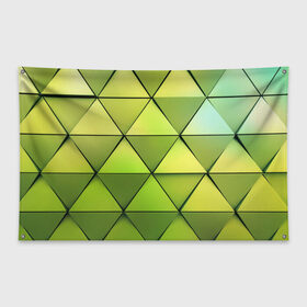 Флаг-баннер с принтом Зелёные треугольники в Курске, 100% полиэстер | размер 67 х 109 см, плотность ткани — 95 г/м2; по краям флага есть четыре люверса для крепления | геометрия | зелёный | текстура | треугольники | фигуры