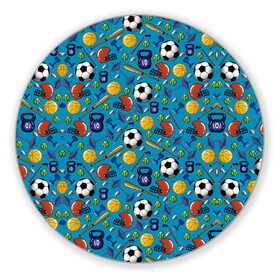 Коврик для мышки круглый с принтом СПОРТ в Курске, резина и полиэстер | круглая форма, изображение наносится на всю лицевую часть | бейсбол | гиря | спорт | футбол | футбольный мяч | штанга