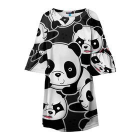 Детское платье 3D с принтом Смешные панды в Курске, 100% полиэстер | прямой силуэт, чуть расширенный к низу. Круглая горловина, на рукавах — воланы | Тематика изображения на принте: животные | медведи | мишки | мультяшки | смешные панды